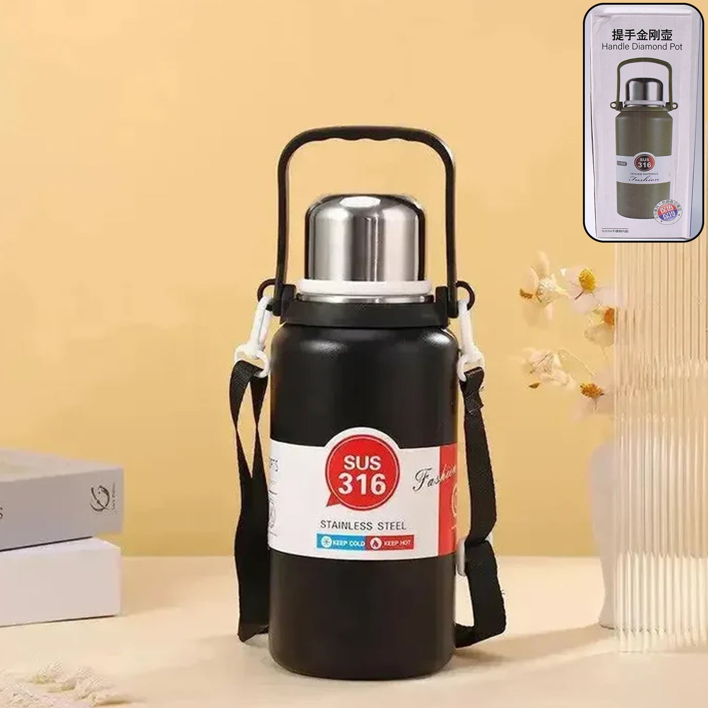 Stainless Steel Airtight Insulated Thermos Bottle (1200ml Approx)